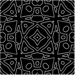 Black and white abstract geometric seamless pattern with wavy shapes, and curved lines.  monochrome mandala. striped background. Repeat design for decor, cover, print.