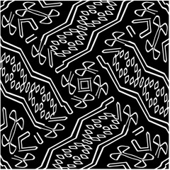 Black and white abstract geometric seamless pattern with wavy shapes, and curved lines. Simple monochrome texture. grunge background. Repeat design for decor, cover, print.