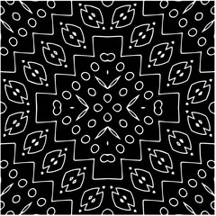 Black and white abstract geometric seamless pattern with wavy shapes, and curved lines.  monochrome mandala. striped background. Repeat design for decor, cover, print.