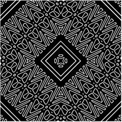 Black and white abstract geometric seamless pattern with wavy shapes, and curved lines.  monochrome mandala. striped background. Repeat design for decor, cover, print.