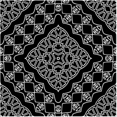 Black and white abstract geometric seamless pattern with wavy shapes, and curved lines.  monochrome mandala. striped background. Repeat design for decor, cover, print.