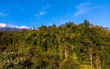 Mountain and blue sky background.