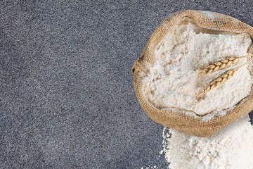 Food and baking ingredient. Wheat flour coarse from whole wheat grains, wheat flour