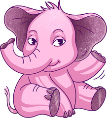 Illustration brand character little pink elephant waving paw children
