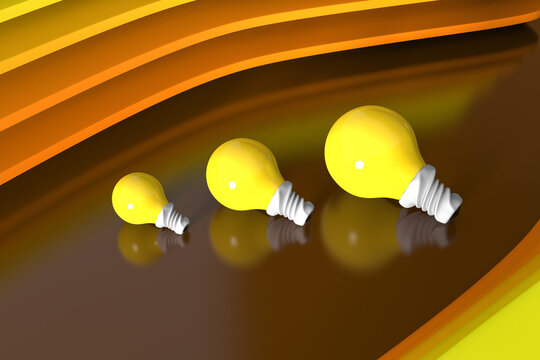 光る電球　Light bulb, 3d rendering.	
