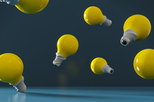 光る電球　Light bulb, 3d rendering.	
