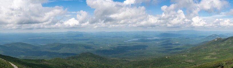 Panoramic view of the forest b at 4300 feet elevation on top of Whiteface Mountain 