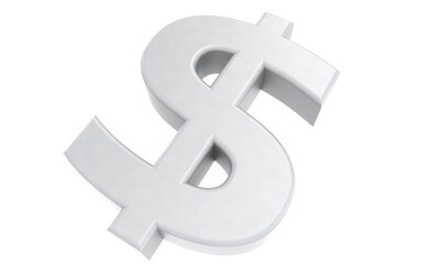 Silver dollar sign isolated on white background