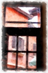 Cats in various cute poses watercolor style illustration impressionist painting.