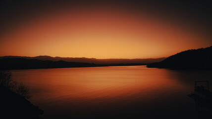 Fototapeta premium red sunset over the lake