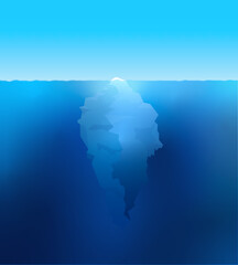 The tip of the iceberg, as a metaphor, is also known as the iceberg principle or iceberg theory. A small bit of the ice is revealed above the surface, but what lies beneath is a deep, unseen hazard.