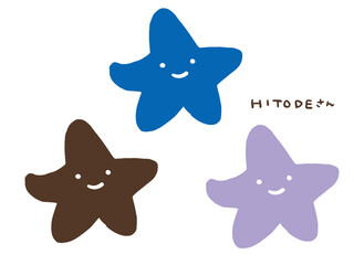 かわいい海の中のヒトデさんセット／手描きイラスト素材