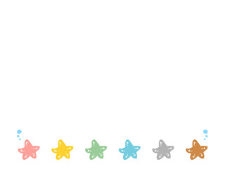 かわいい海の中のヒトデのフレーム／手描きイラスト素材