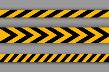 Warning tape. Black and yellow striped line. Vector illustration. Stock image.