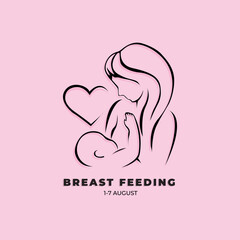 Mom and Baby icon for World Breastfeeding Day with modern vector style