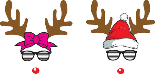 Christmas Reindeer Sunglasses Vector, Christmas Vector, Santa Vector