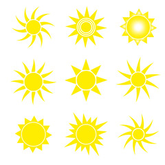 Colorful suns in hand drawn style. Circle frame set. Vector illustration. stock image. 