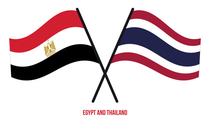 Egypt and Thailand Flags Crossed And Waving Flat Style. Official Proportion. Correct Colors.