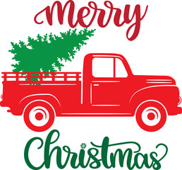 Merry Christmas Truck Vector, Christmas Vector, Santa Vector