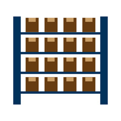 icon with rack with boxes. Vector illustration. Stock image. 