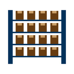 icon with rack with boxes. Vector illustration. Stock image. 