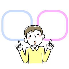 二者択一で悩む若い男性の上半身