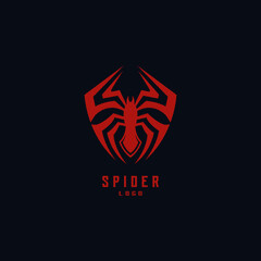 Spider Man icon logo design with shield vector inspiration