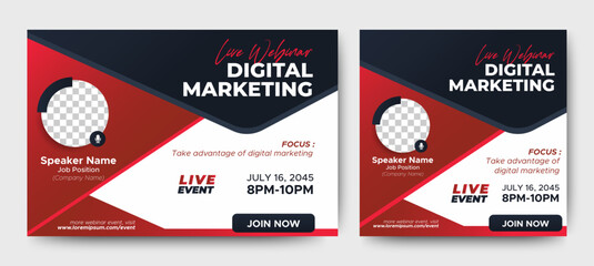Business Conference live webinar banner invitation and social media post template. Business webinar invitation design. Vector EPS