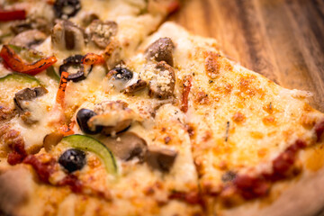 Children having fun making pizza. Concept of learning outside the classroom and cooking
