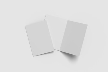 Realistic blank bifold brochure illustration for mockup. 3D Render.