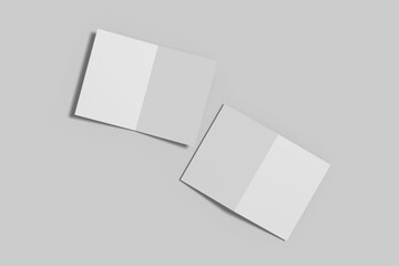 Realistic blank bifold brochure illustration for mockup. 3D Render.