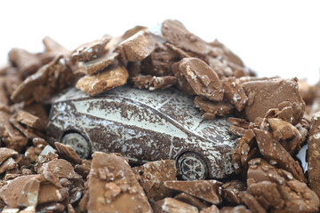 土砂災害で埋まった自動車