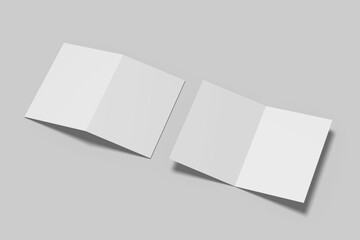 Realistic blank bifold brochure illustration for mockup. 3D Render. - obrazy, fototapety, plakaty