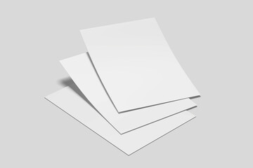 Realistic blank flyer illustration for mockup. 3D Render.