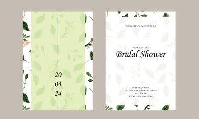 bridal shower invitation with floral seamless