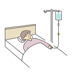 ベッドで点滴を受ける女性　高齢者