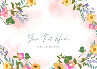 Pink yellow floral abstract background