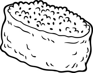 Obraz premium Vector Cartoon Japanese Food Inari Sushi Line Art