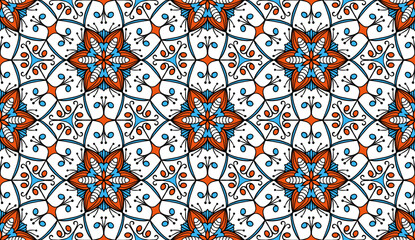 Geometric ethnic pattern seamless flower color. seamless pattern. Design for fabric,curtain,background,carpet,wallpaper,clothing,wrapping,Batik,mandalas,fabric,Vector illustration. pattern style.