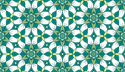 Geometric ethnic pattern seamless flower color. seamless pattern. Design for fabric,curtain,background,carpet,wallpaper,clothing,wrapping,Batik,mandalas,fabric,Vector illustration. pattern style.