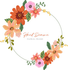 Colorful Beautiful Red and Pink Floral Wreath