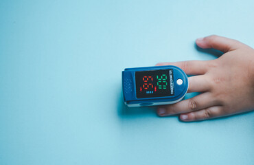 Pulse oximeter used to measurement of pulse and saturation of blood with oxygen.