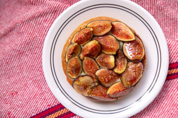 Fig Tart on a rustic red napkin