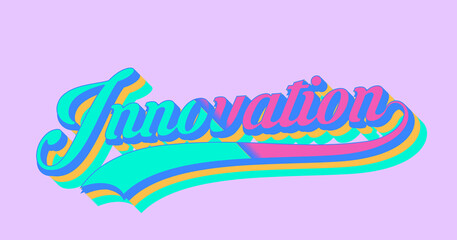 innovation banner with retro style and colorful letters