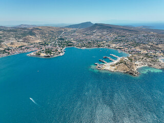 Obraz premium Aerial Photos of Foca village located in western Turkey, Izmir