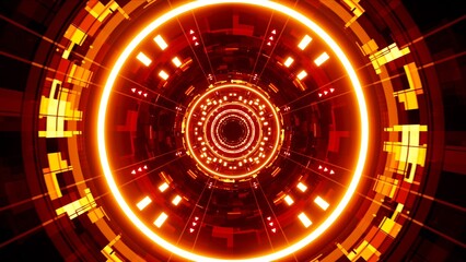 Glow Red Light Futuristic Tunnel