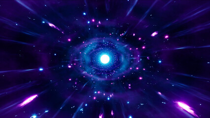 Fototapeta premium Glowing Blue Planet in the Nebula Space