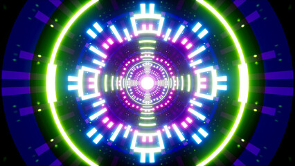 Glowing Neon musical festival Concept tunnel Art