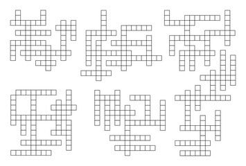 Crossword game grid puzzle blank template, vector white and black boxes pattern. Crossword game grid background template for newspaper cross word quiz with empty square boxes