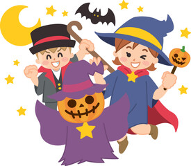 ハロウィンの子供たち　ハロウィーンのイメージイラスト